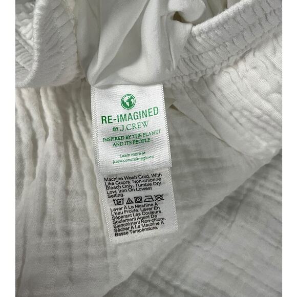 J.Crew Re-Imagined White Cotton Maxi Skirt M Side Slit Elastic Waist Lined Beach - Picture 9 of 11